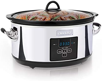Programmable Crock-Pot 7 Quart Programmable Slow Cooker – Polished Platinum S23E - Digital Crock Pot Slow Cooker for Family Meals Detail