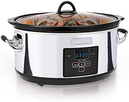 Programmable Crock-Pot 7 Quart Programmable Slow Cooker – Polished Platinum S23E - Digital Crock Pot Slow Cooker for Family Meals Detail