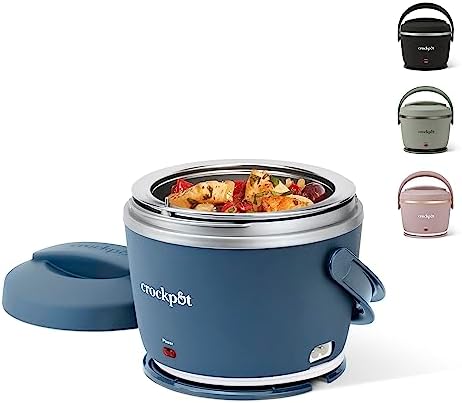 Mini Personal Crock-Pot Electric Lunch Box Food Warmer 20oz – Faded Blue S22V - Self-Heating Lunch Box for Office and Car Travel - Faded Blue