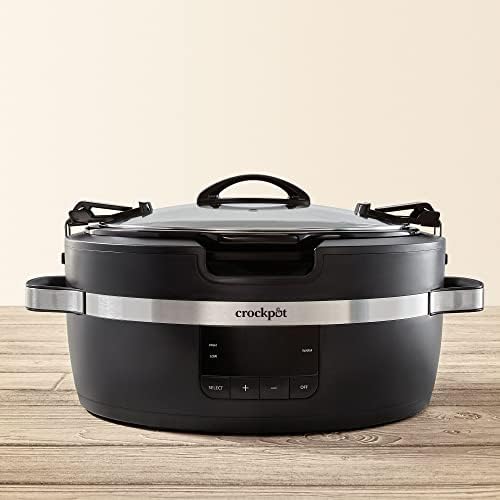 Programmable Crock-Pot Thermoshield 6 Quart Slow Cooker with Carry Handles S12S - Digital Crock Pot Slow Cooker for Family Meals Detail