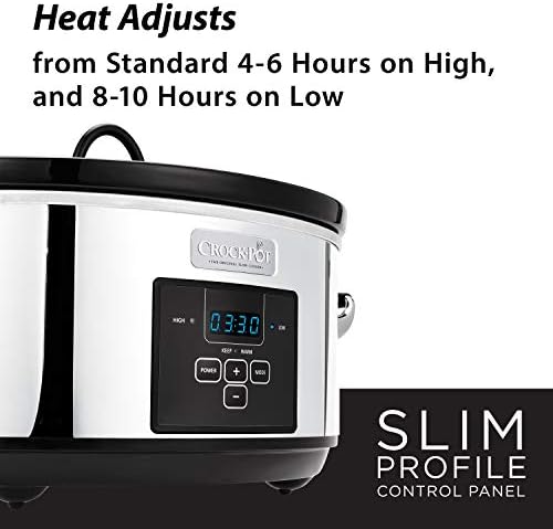 Programmable Crock-Pot 7 Quart Programmable Slow Cooker – Polished Platinum S23E - Digital Crock Pot Slow Cooker for Family Meals Detail