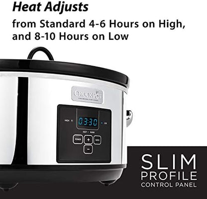 Programmable Crock-Pot 7 Quart Programmable Slow Cooker – Polished Platinum S23E - Digital Crock Pot Slow Cooker for Family Meals Detail