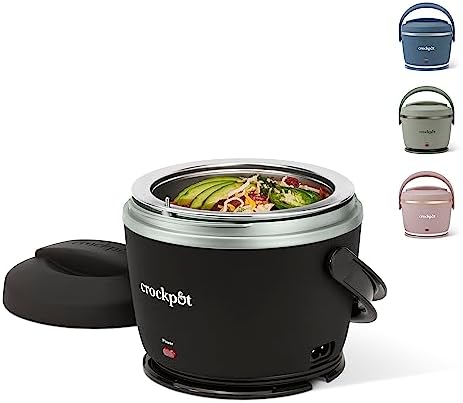 Leak-Proof Crock-Pot Electric Lunch Box Food Warmer 20oz – Black S26G - Mini Personal Food Warmer for Healthy Meal Prep - Black Licorice