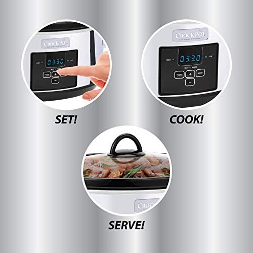 Programmable Crock-Pot 7 Quart Programmable Slow Cooker – Polished Platinum S23E - Digital Crock Pot Slow Cooker for Family Meals Detail