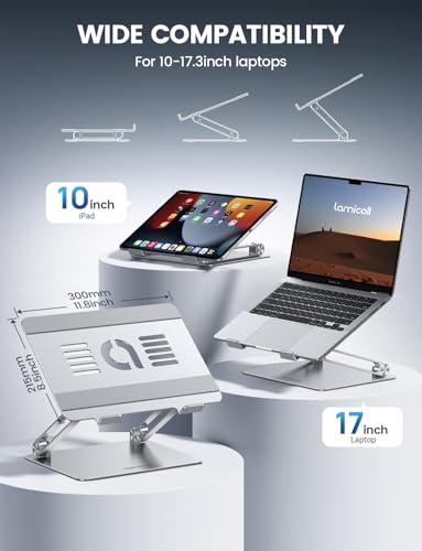 Eco-Friendly Lamicall Adjustable Laptop Stand, Portable Laptop Riser, Aluminum Laptop Stand Kit