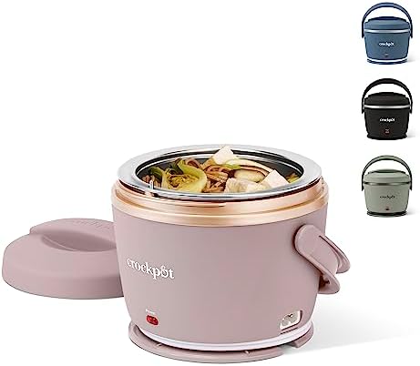 Self-Heating Crock-Pot Electric Lunch Box Food Warmer 20oz – Blush Pink S18G - Leak-Proof Heated Bento Box Lunch Warmer - Blush Pink