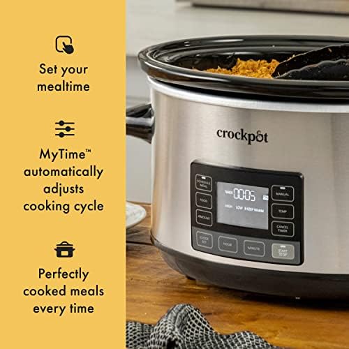 Oval Ceramic Crock-Pot 7 Quart Portable Programmable Slow Cooker with Timer S27U - Programmable Slow Cooker with Oval Ceramic Pot Detail