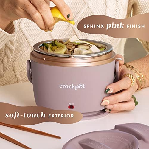 Self-Heating Crock-Pot Electric Lunch Box Food Warmer 20oz – Blush Pink S18G - Leak-Proof Heated Bento Box Lunch Warmer Detail