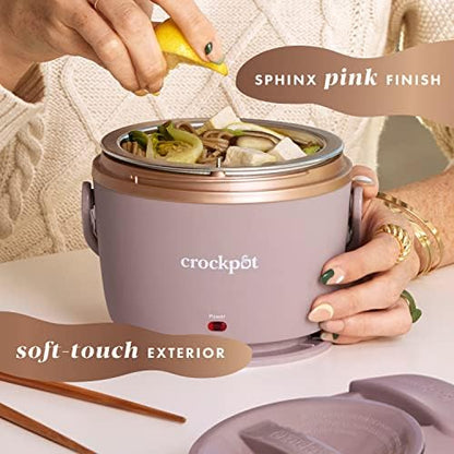 Self-Heating Crock-Pot Electric Lunch Box Food Warmer 20oz – Blush Pink S18G - Leak-Proof Heated Bento Box Lunch Warmer Detail