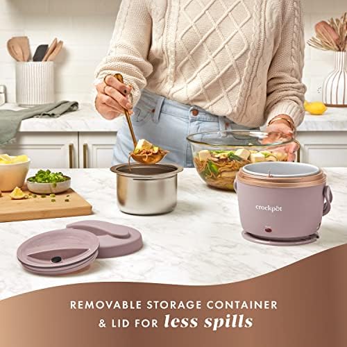 Self-Heating Crock-Pot Electric Lunch Box Food Warmer 20oz – Blush Pink S18G - Leak-Proof Heated Bento Box Lunch Warmer Detail