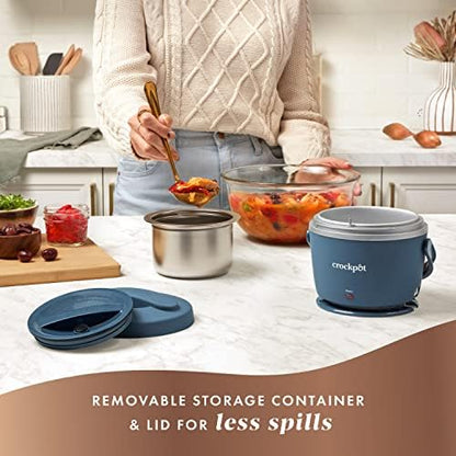 Mini Personal Crock-Pot Electric Lunch Box Food Warmer 20oz – Faded Blue S22V - Self-Heating Lunch Box for Office and Car Travel Detail