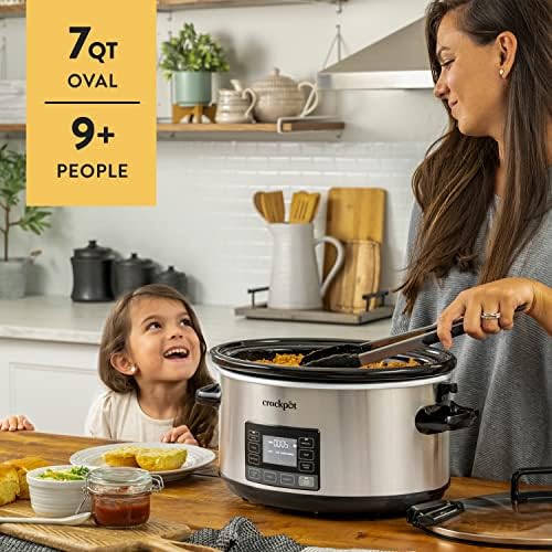 Oval Ceramic Crock-Pot 7 Quart Portable Programmable Slow Cooker with Timer S27U - Programmable Slow Cooker with Oval Ceramic Pot Detail