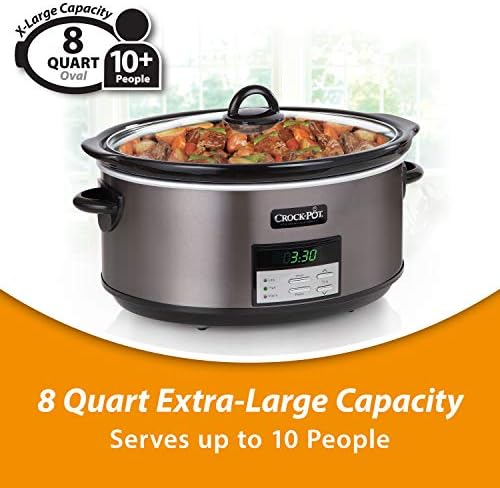 Programmable Crock-Pot 8 Quart Programmable Slow Cooker with Auto Warm S28G - Digital Crock Pot Slow Cooker for Family Meals Detail