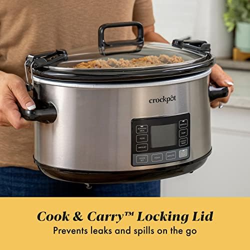Oval Ceramic Crock-Pot 7 Quart Portable Programmable Slow Cooker with Timer S27U - Programmable Slow Cooker with Oval Ceramic Pot Detail