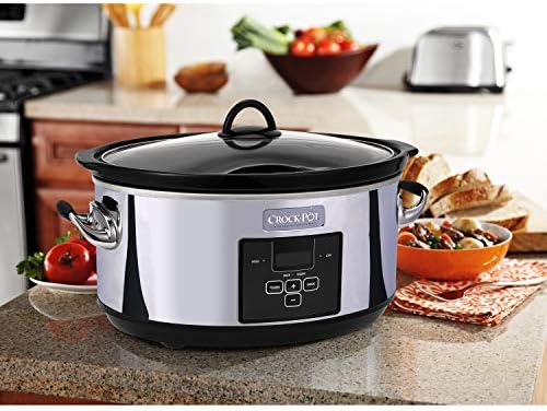 Programmable Crock-Pot 7 Quart Programmable Slow Cooker – Polished Platinum S23E - Digital Crock Pot Slow Cooker for Family Meals Detail