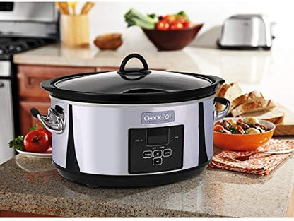 Programmable Crock-Pot 7 Quart Programmable Slow Cooker – Polished Platinum S23E - Digital Crock Pot Slow Cooker for Family Meals Detail