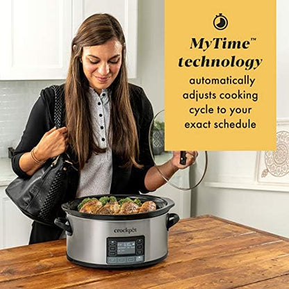Large Capacity Crock-Pot MyTime 6 Quart Programmable Slow Cooker S08D - Programmable Slow Cooker with Oval Ceramic Pot Detail