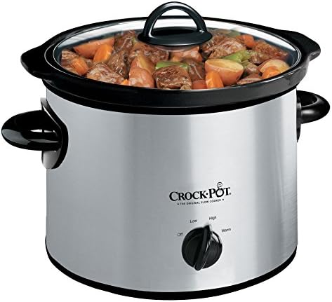 Programmable Crock-Pot 3 Quart Manual Slow Cooker – Silver S24N - Programmable Slow Cooker with Oval Ceramic Pot - 3 Quarts